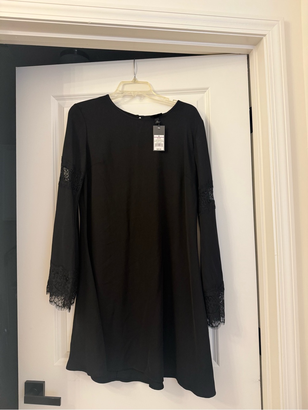 Black Lace-Accent Long Sleeve Dress - Target